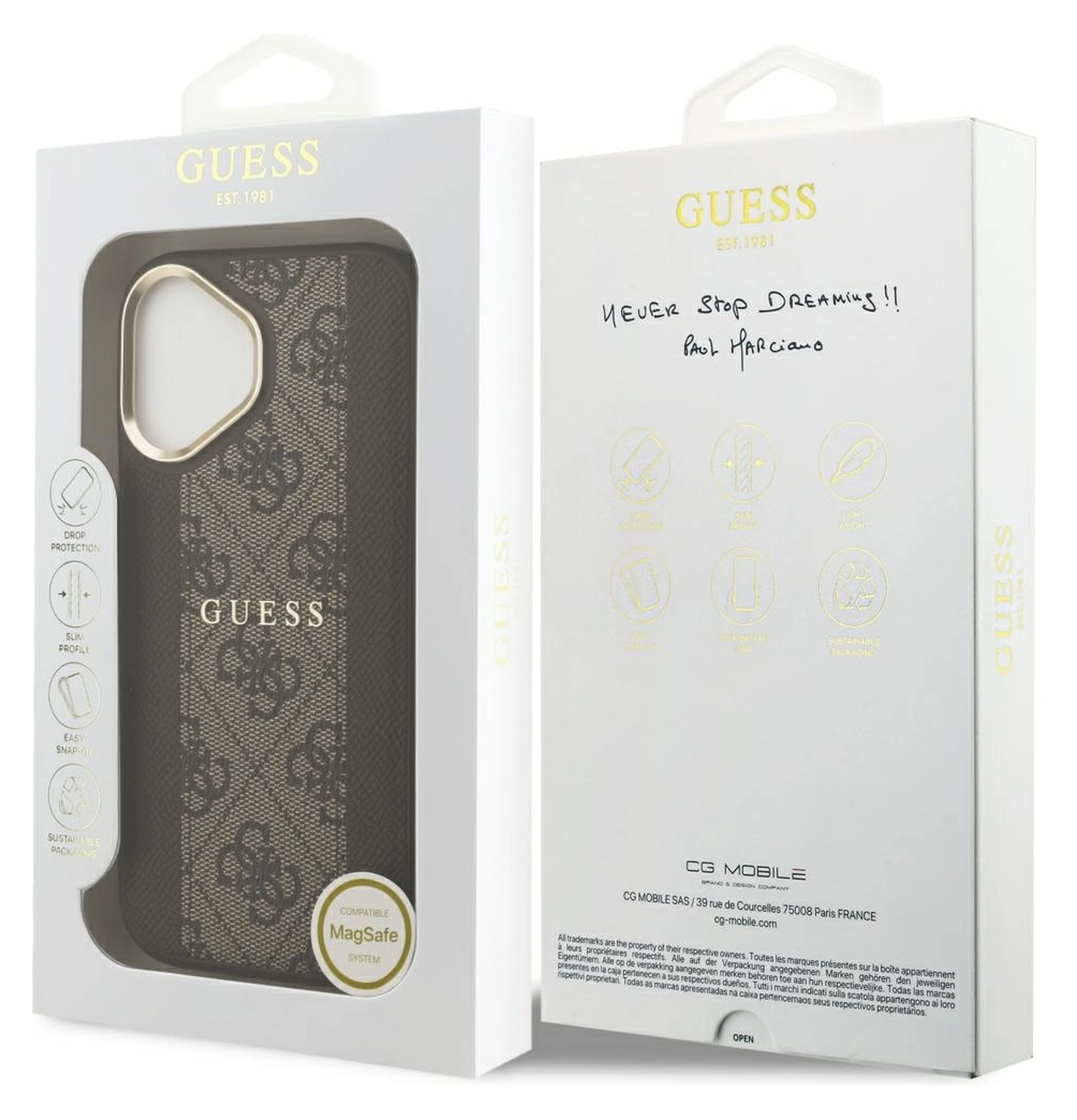 Guess 4G Stripe iPhone 17 Hoesje MagSafe Back Cover Bruin afbeelding 8