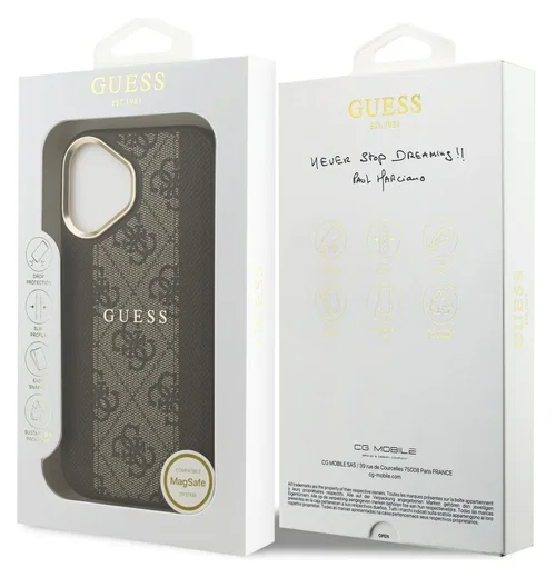 Guess 4G Stripe iPhone 17 Hoesje MagSafe Back Cover Bruin afbeelding 8