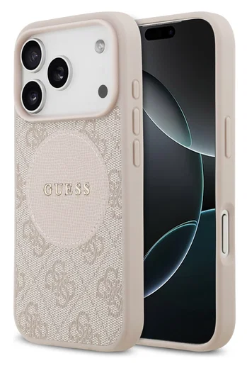 Guess 4G Circle Classic Logo iPhone 17 Pro Hoesje MagSafe Roze afbeelding 1