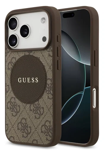 Guess 4G Circle Classic Logo iPhone 17 Pro Max Hoesje MagSafe Bruin afbeelding 1