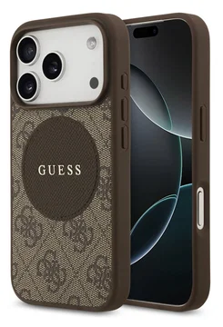 Guess 4G Circle Classic Logo iPhone 17 Pro Hoesje MagSafe Bruin