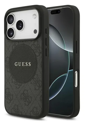 Guess 4G Circle Classic Logo iPhone 17 Pro Max Hoesje MagSafe Zwart afbeelding 1