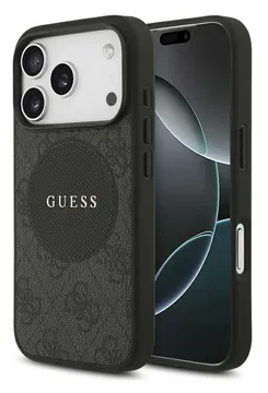 Guess 4G Circle Classic Logo iPhone 17 Pro Max Hoesje MagSafe Zwart