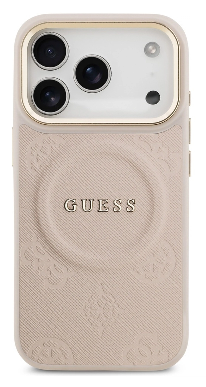 Guess Peony Hot Stamp iPhone 17 Pro Hoesje MagSafe Back Cover Roze afbeelding 2