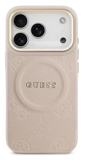Guess Peony Hot Stamp iPhone 17 Pro Hoesje MagSafe Back Cover Roze afbeelding 2