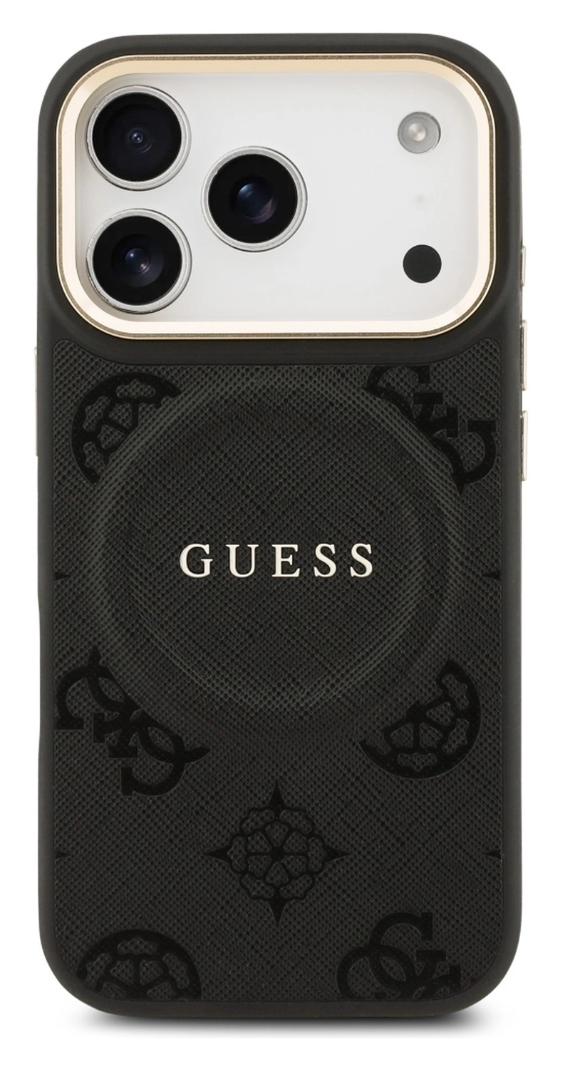 Guess Peony Hot Stamp iPhone 17 Pro Hoesje MagSafe Back Cover Zwart afbeelding 2