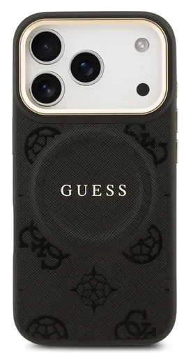 Guess Peony Hot Stamp iPhone 17 Pro Hoesje MagSafe Back Cover Zwart afbeelding 2