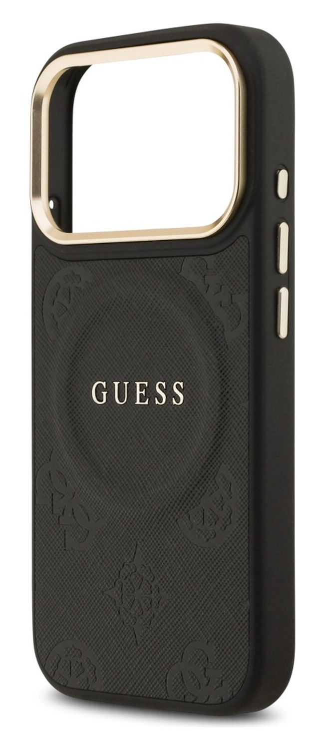 Guess Peony Hot Stamp iPhone 17 Pro Hoesje MagSafe Back Cover Zwart afbeelding 3