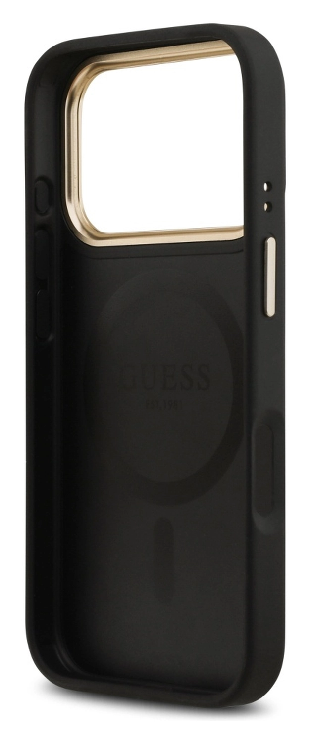 Guess Peony Hot Stamp iPhone 17 Pro Hoesje MagSafe Back Cover Zwart afbeelding 4