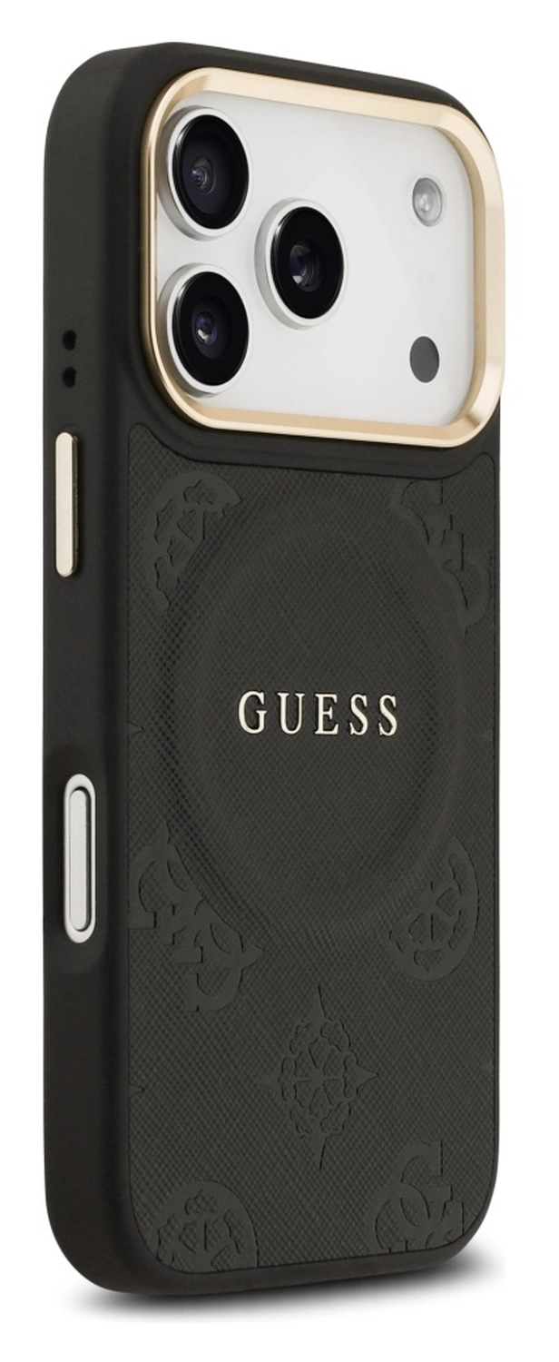 Guess Peony Hot Stamp iPhone 17 Pro Hoesje MagSafe Back Cover Zwart afbeelding 5