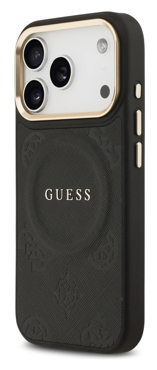 Guess Peony Hot Stamp iPhone 17 Pro Hoesje MagSafe Back Cover Zwart afbeelding 6