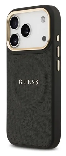 Guess Peony Hot Stamp iPhone 17 Pro Hoesje MagSafe Back Cover Zwart afbeelding 6