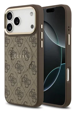 Guess 4G PU Classic Logo iPhone 17 Pro Max Hoesje MagSafe Bruin