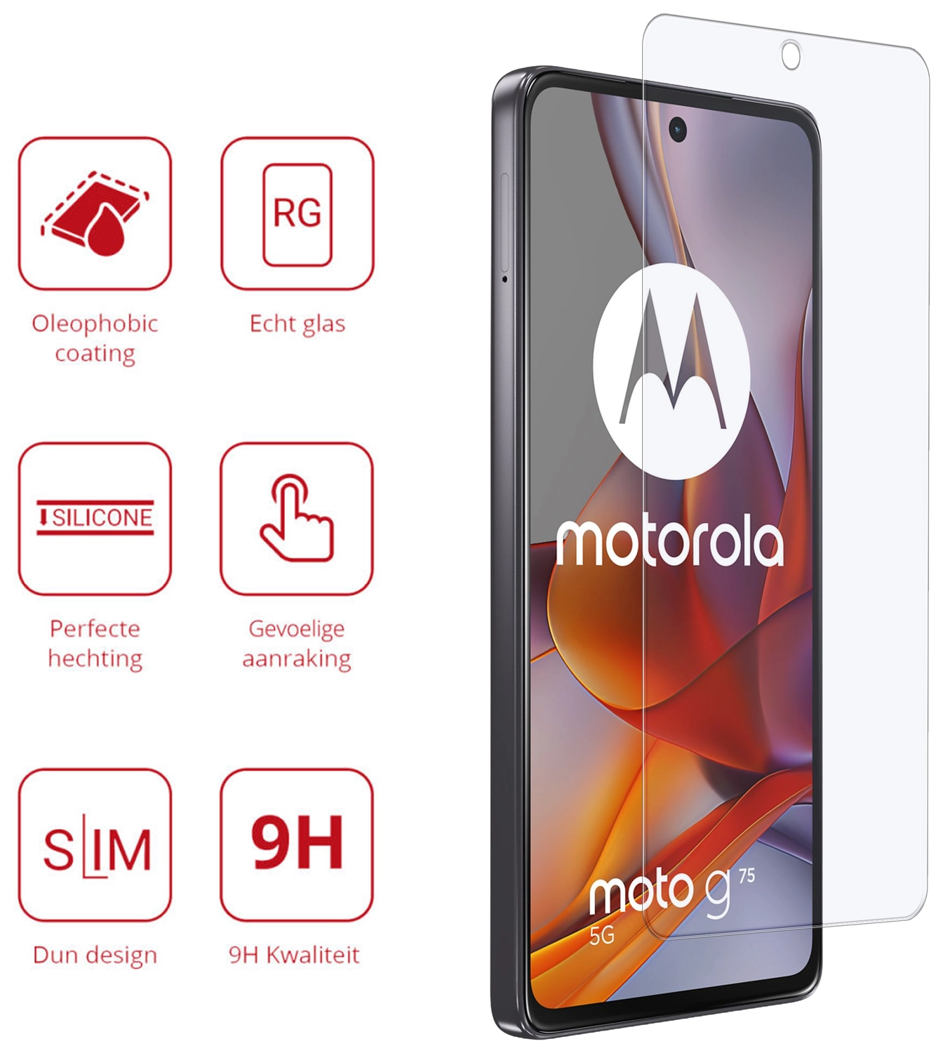 Rosso Motorola Moto G75 9H Tempered Glass Screen Protector afbeelding 2