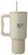 AVY Tumbler Geïsoleerde Waterfles met Rietje Recycled RVS (900ML) Beige afbeelding 1