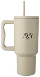 AVY Tumbler Geïsoleerde Waterfles met Rietje Recycled RVS (900ML) Beige afbeelding