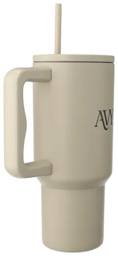 AVY Tumbler Geïsoleerde Waterfles met Rietje Recycled RVS (900ML) Beige afbeelding 7