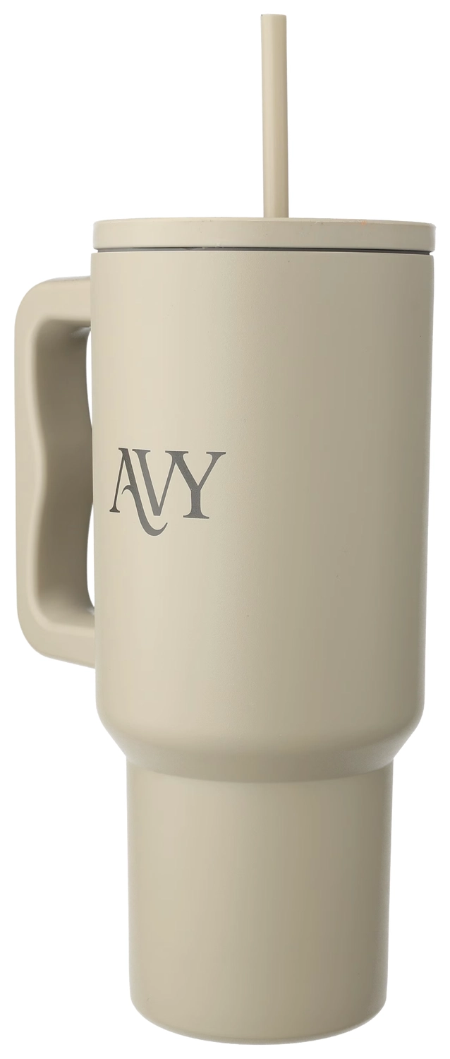 AVY Tumbler Geïsoleerde Waterfles met Rietje Recycled RVS (900ML) Beige afbeelding 6