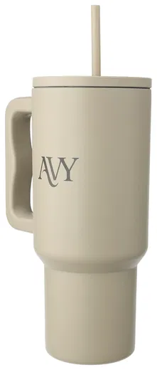 AVY Tumbler Geïsoleerde Waterfles met Rietje Recycled RVS (900ML) Beige afbeelding 6