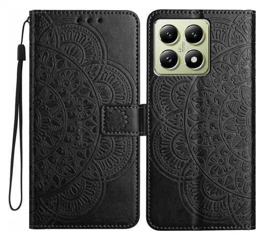 Xiaomi 15T Hoesje Mandala Book Case met Pasjeshouder Zwart afbeelding 1