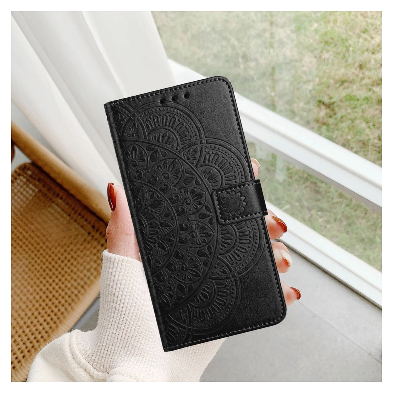 Xiaomi 15T Hoesje Mandala Book Case met Pasjeshouder Zwart afbeelding 9