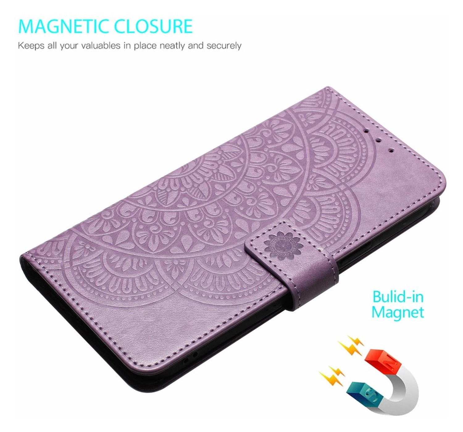 Xiaomi 15T Pro Hoesje Mandala Book Case met Pasjeshouder Paars afbeelding 6