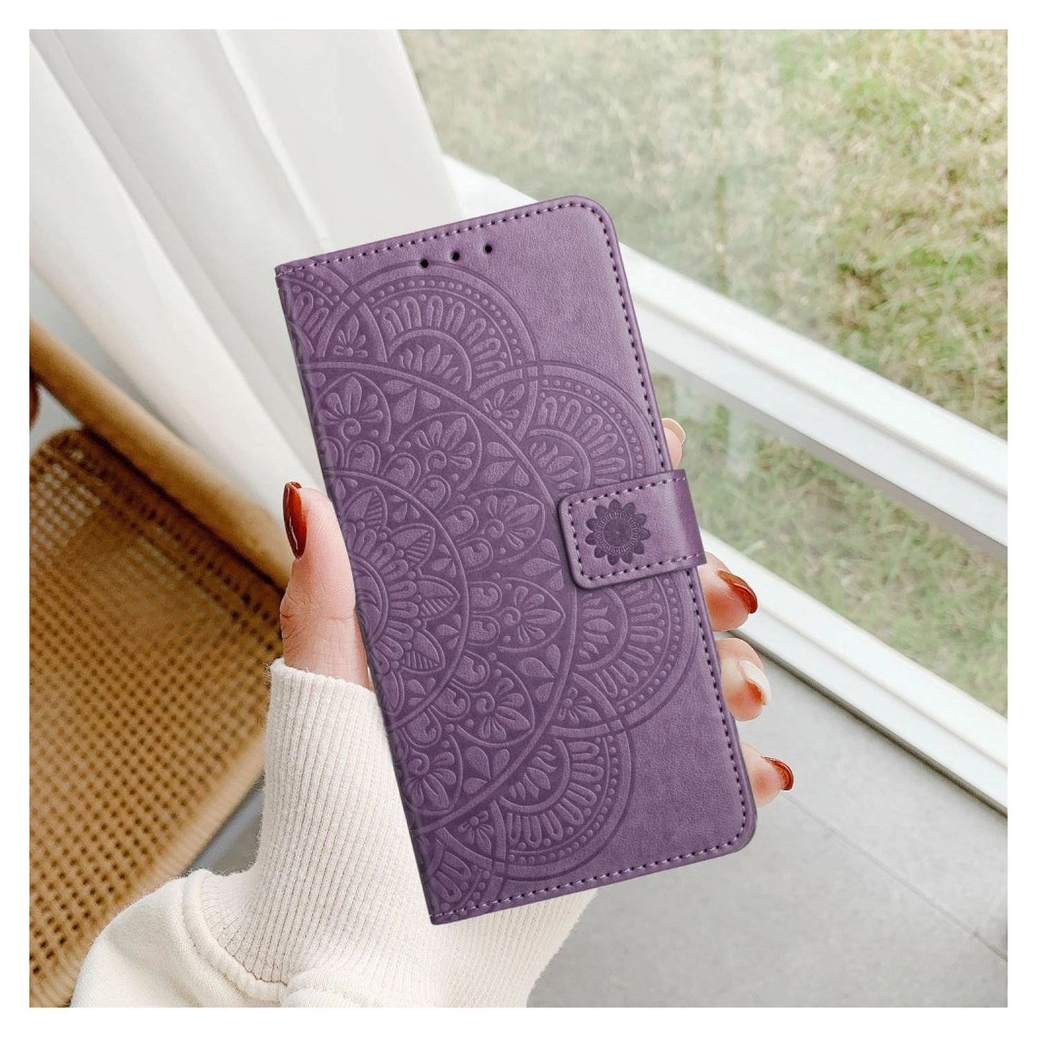 Xiaomi 15T Pro Hoesje Mandala Book Case met Pasjeshouder Paars afbeelding 9