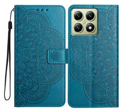 Xiaomi 15T Pro Hoesje Mandala Book Case met Pasjeshouder Blauw afbeelding