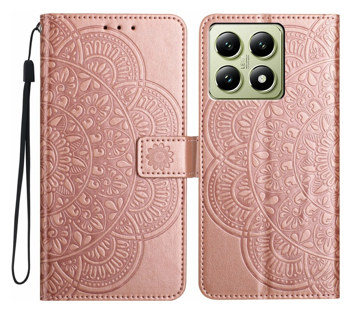 Xiaomi 15T Pro Hoesje Mandala Book Case met Pasjeshouder Roze Goud afbeelding 1