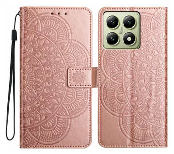 Xiaomi 15T Pro Hoesje Mandala Book Case met Pasjeshouder Roze Goud