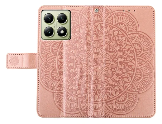 Xiaomi 15T Pro Hoesje Mandala Book Case met Pasjeshouder Roze Goud afbeelding 5