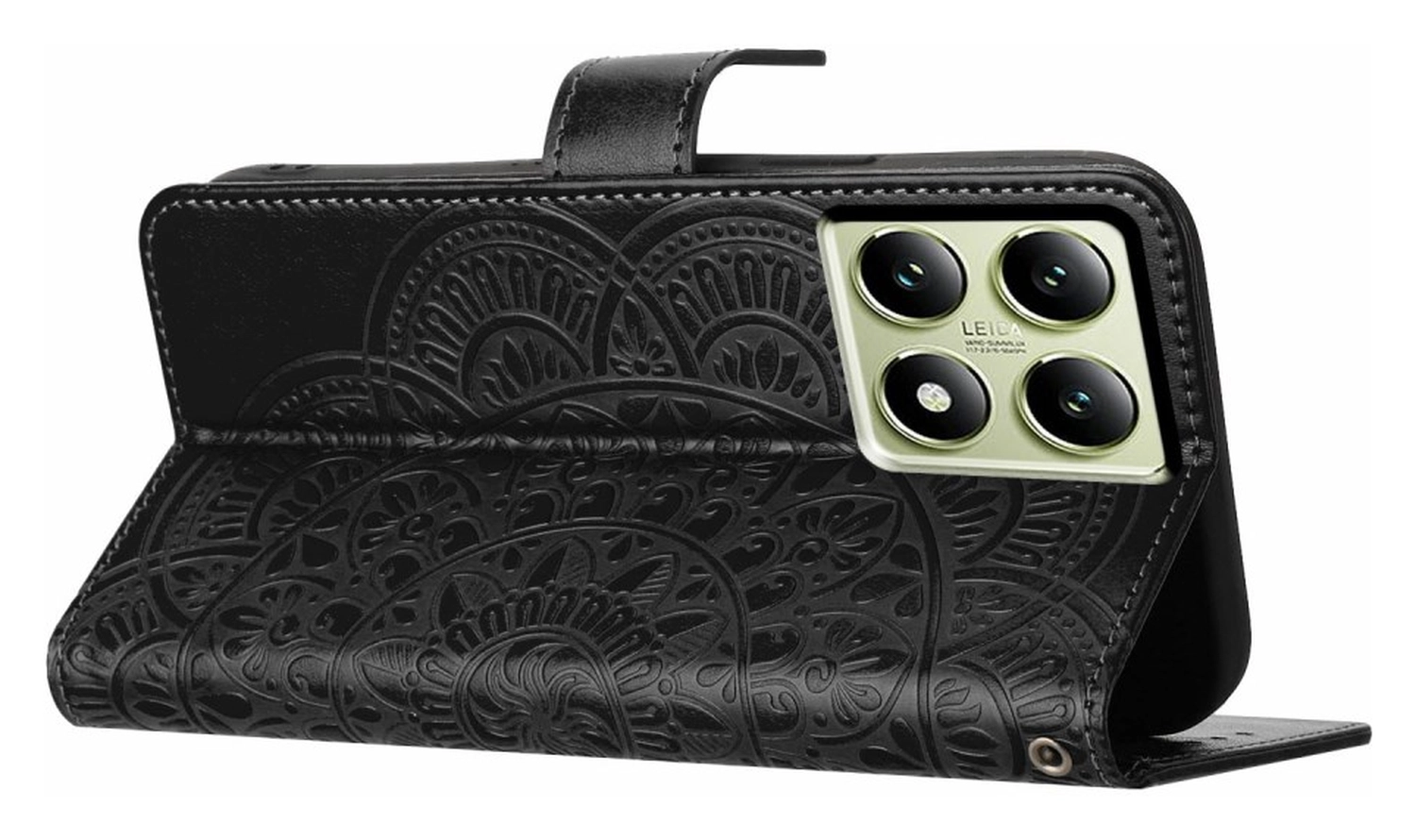 Xiaomi 15T Pro Hoesje Mandala Book Case met Pasjeshouder Zwart afbeelding 4