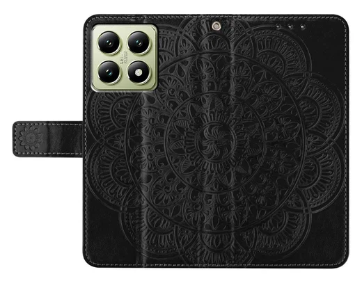 Xiaomi 15T Pro Hoesje Mandala Book Case met Pasjeshouder Zwart afbeelding 5