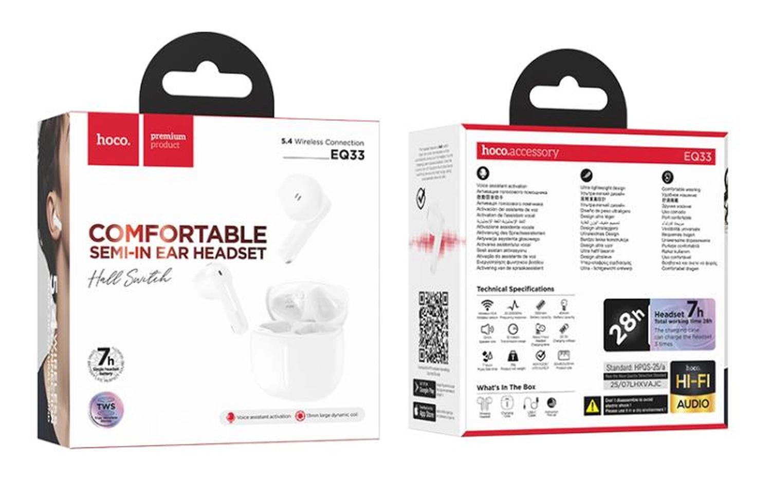 Hoco EQ33 Draadloze Oordopjes Bluetooth Headset Wit afbeelding 10