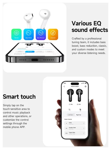 Hoco EQ33 Draadloze Oordopjes Bluetooth Headset Wit afbeelding 3