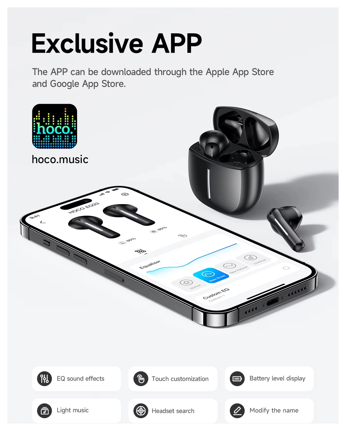 Hoco EQ33 Draadloze Oordopjes Bluetooth Headset Wit afbeelding 5