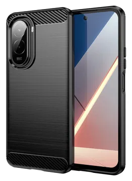 Xiaomi Poco M7 Hoesje Geborsteld TPU Flexibele Back Cover Zwart