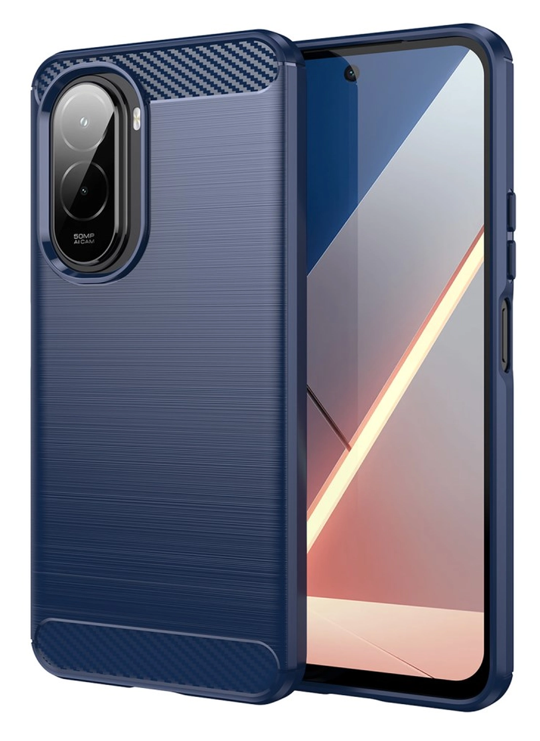 Xiaomi Poco M7 Hoesje Geborsteld TPU Flexibele Back Cover Blauw afbeelding 1