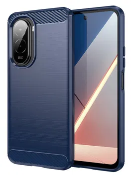 Xiaomi Poco M7 Hoesje Geborsteld TPU Flexibele Back Cover Blauw