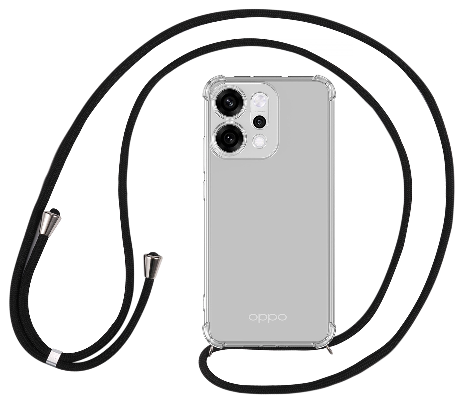 Oppo Reno 14 Hoesje met Koord Schokbestendig TPU Transparant afbeelding 1