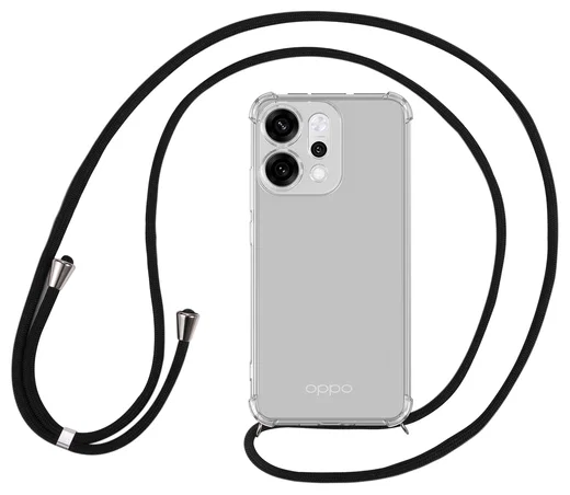 Oppo Reno 14 Hoesje met Koord Schokbestendig TPU Transparant afbeelding 1
