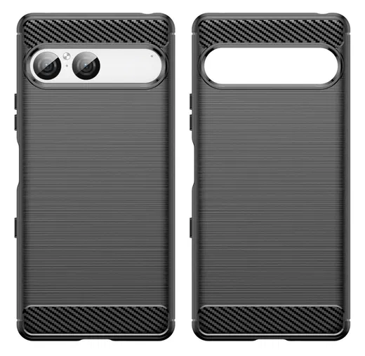 Sony Xperia 10 VII Hoesje Geborsteld TPU Flexibele Back Cover Zwart afbeelding 2