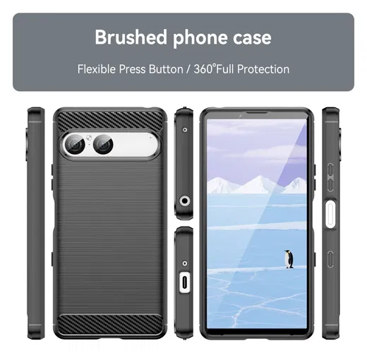 Sony Xperia 10 VII Hoesje Geborsteld TPU Flexibele Back Cover Zwart afbeelding 8