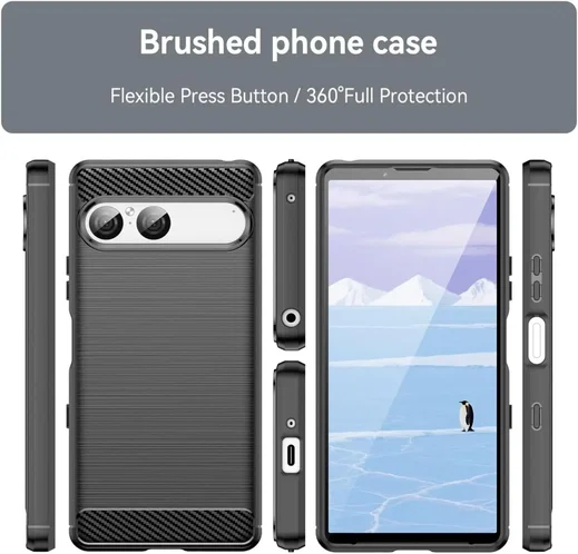 Sony Xperia 10 Vll Hoesje Geborsteld TPU Flexibele Back Cover Zwart afbeelding 10