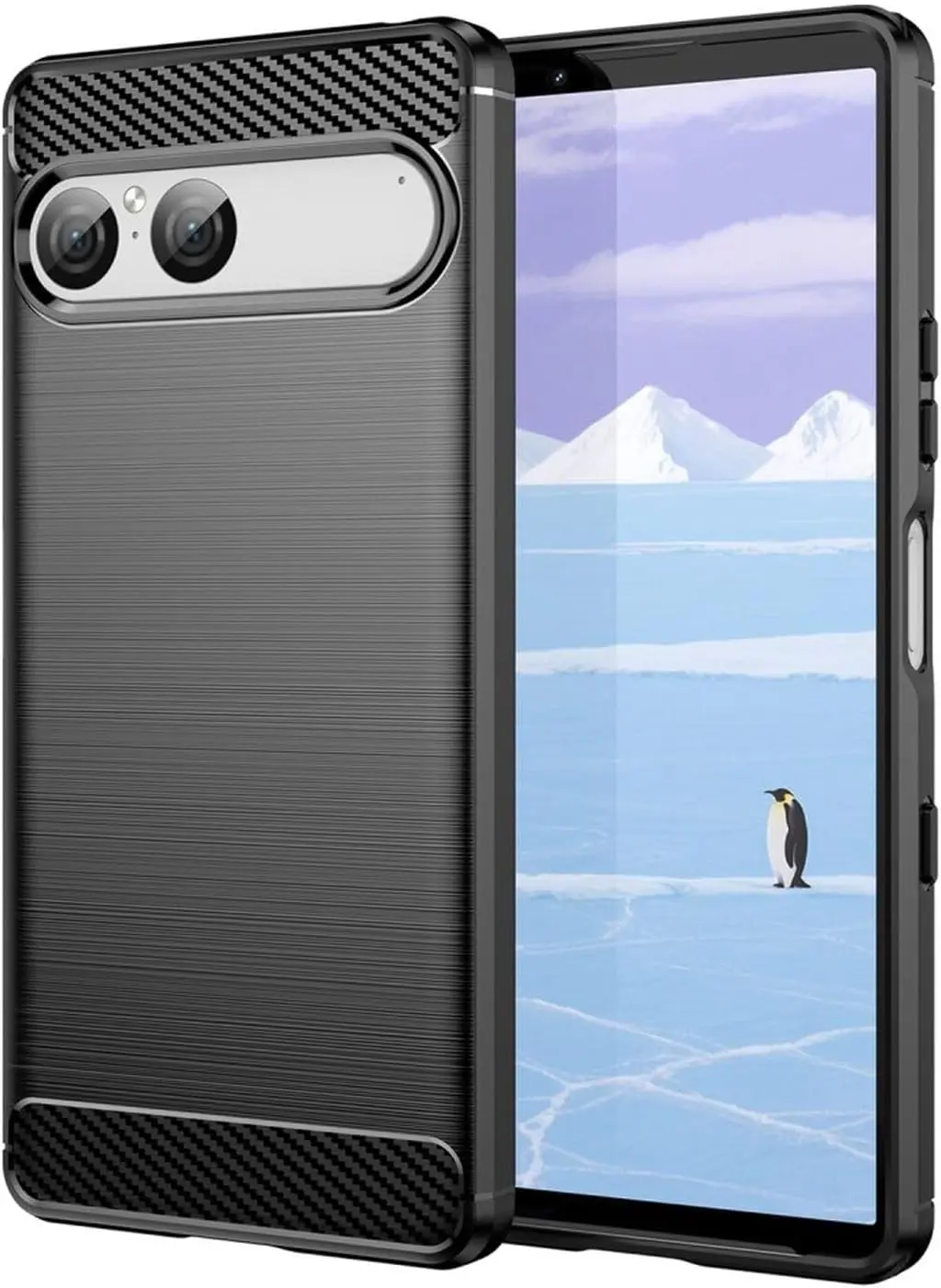 Sony Xperia 10 Vll Hoesje Geborsteld TPU Flexibele Back Cover Zwart afbeelding 1