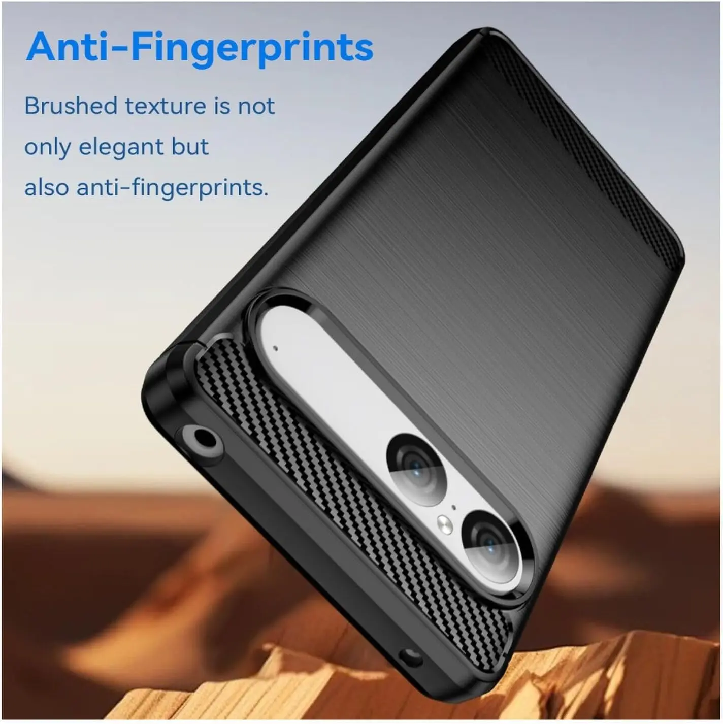 Sony Xperia 10 Vll Hoesje Geborsteld TPU Flexibele Back Cover Zwart afbeelding 5