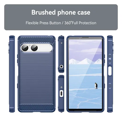 Sony Xperia 10 VII Hoesje Geborsteld TPU Flexibele Back Cover Blauw afbeelding 8