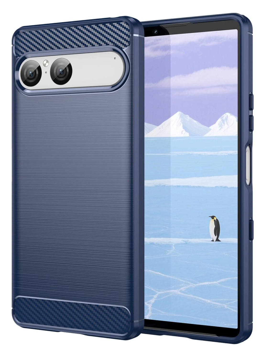 Sony Xperia 10 VII Hoesje Geborsteld TPU Flexibele Back Cover Blauw afbeelding 1