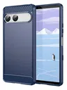 Sony Xperia 10 VII Hoesje Geborsteld TPU Flexibele Back Cover Blauw