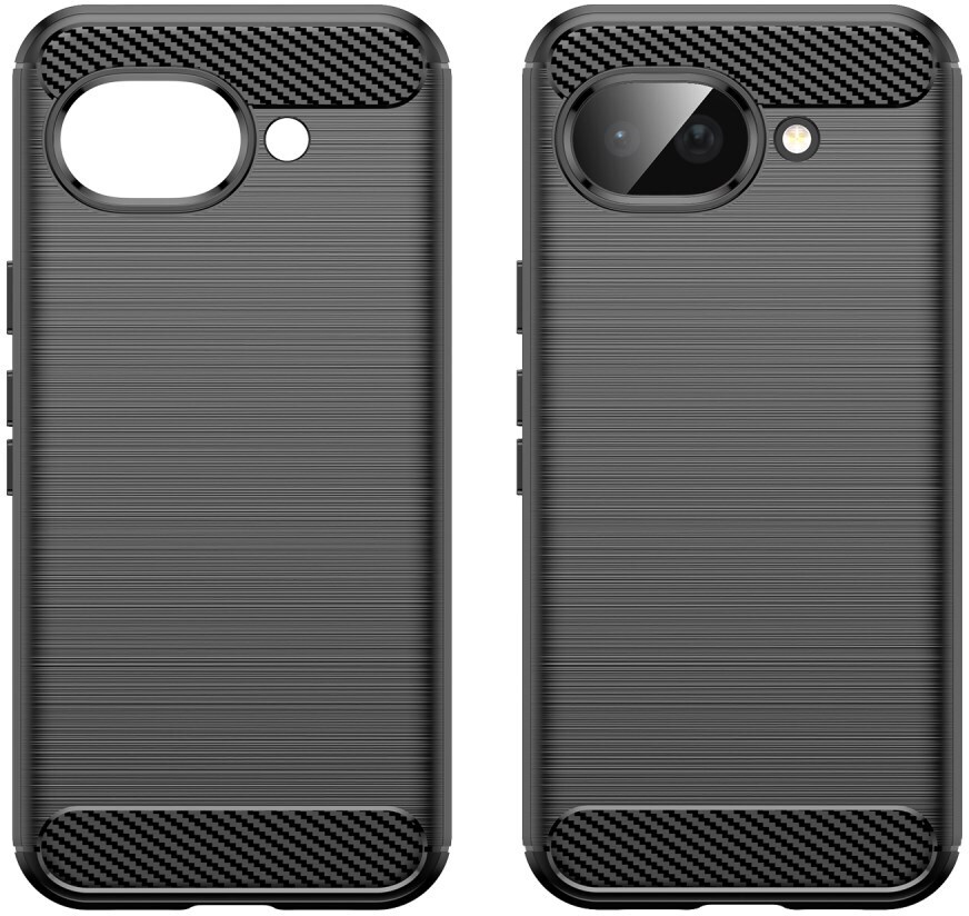 Google Pixel 10a Hoesje Geborsteld TPU Flexibele Back Cover Zwart afbeelding 2